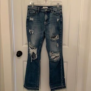 Distressed Ultra High Rise Straight Leg Jeans